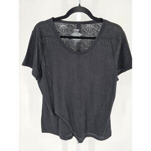 Danskin Now Womens Sz XL Short Sleeve athletic T Shirt Black Burnout
